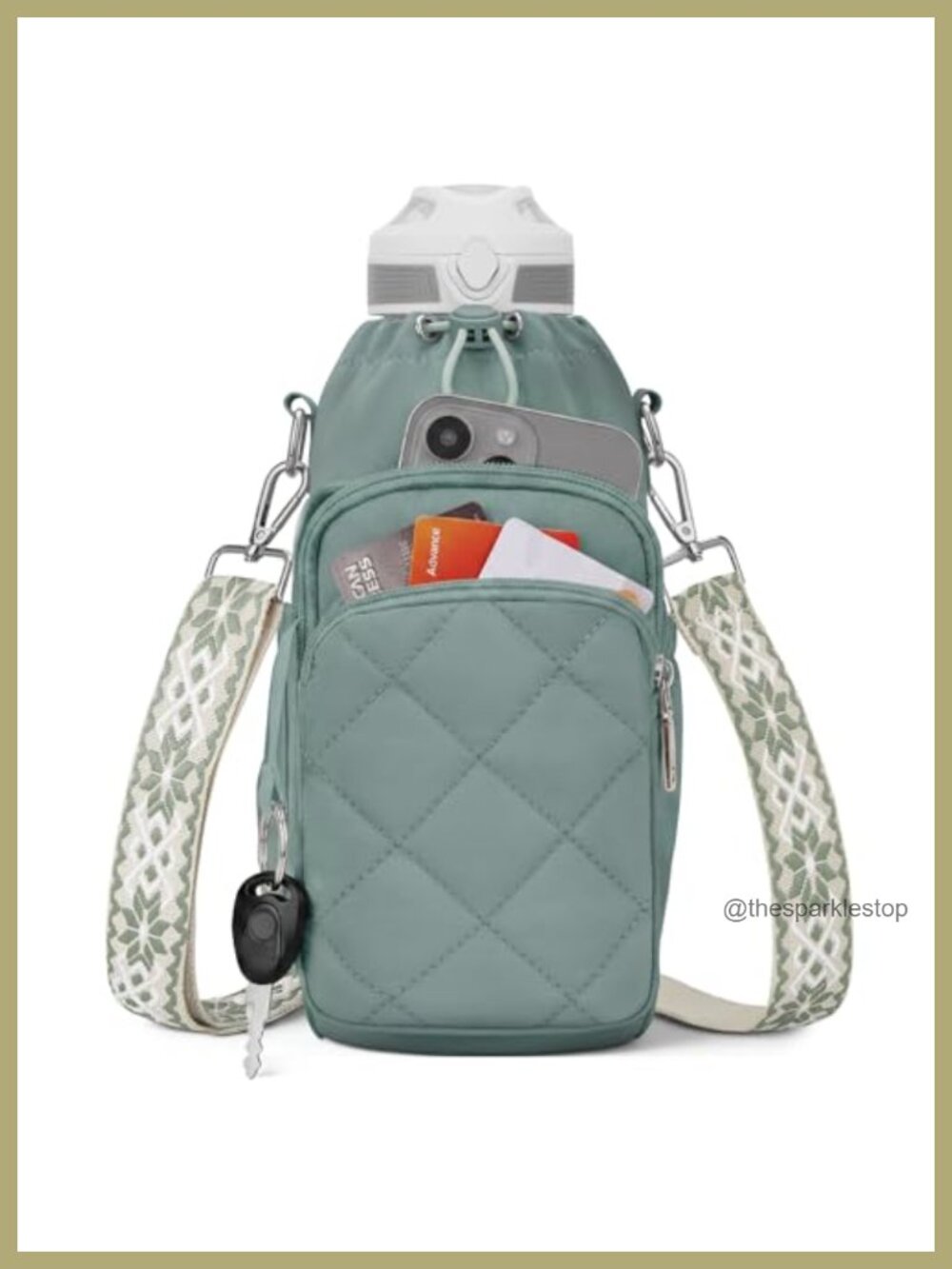 Insulated Water Bottle Bag Crossbody Holder for 20-40oz Tumblers Nylon Sling